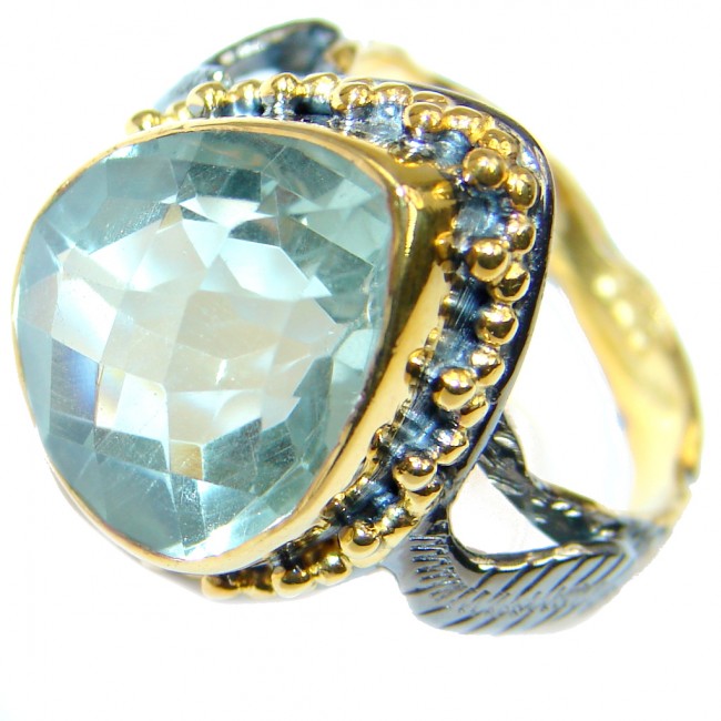 Sublime Green Amethyst Gold Rhodium plated over Sterling Silver ring s. 7