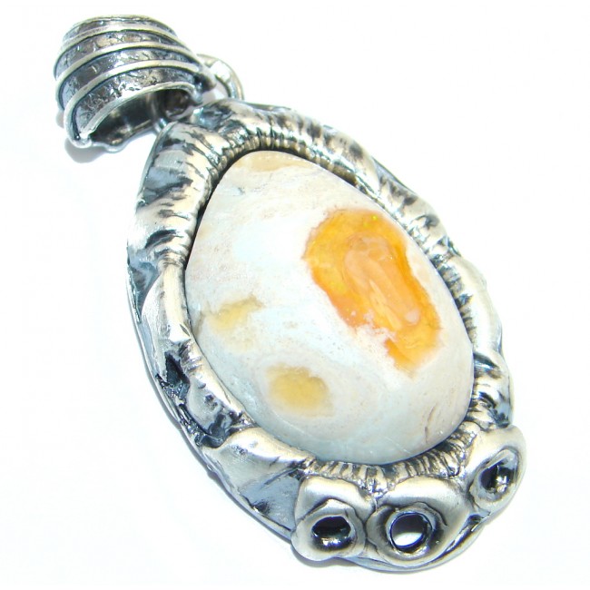 Mexican Fire Opal Sterling Silver handmade Pendant