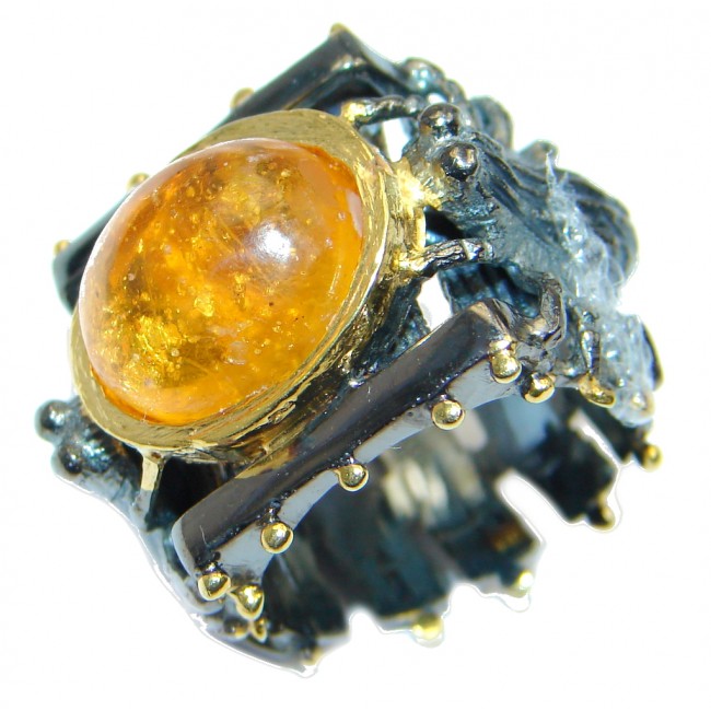 Summer Blast natural Citrine Gold Rhodium plated over Sterling Silver Ring s. 5 1/2
