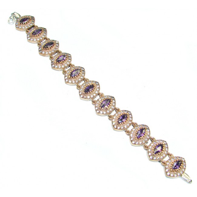 Victorian Style created Amethyst & White Topaz copper over Sterling Silver Bracelet