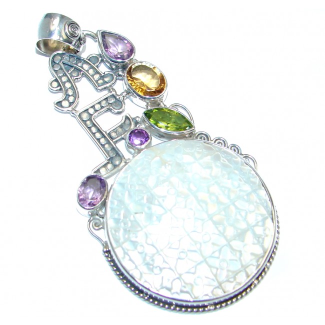 Carved Blister Pearl Sterling Silver Pendant