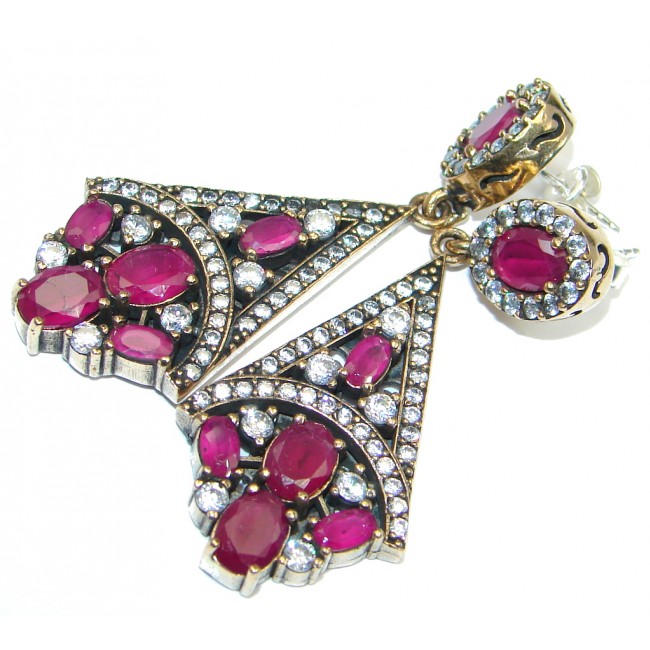 Great Victorian Style created Ruby Sterling Silver earrings