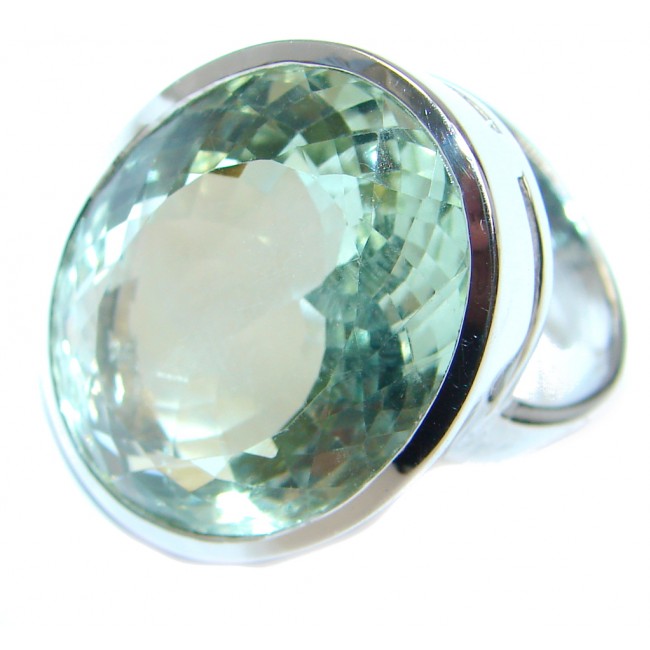 Huge Sublime Green Amethyst Sterling Silver ring s. 7