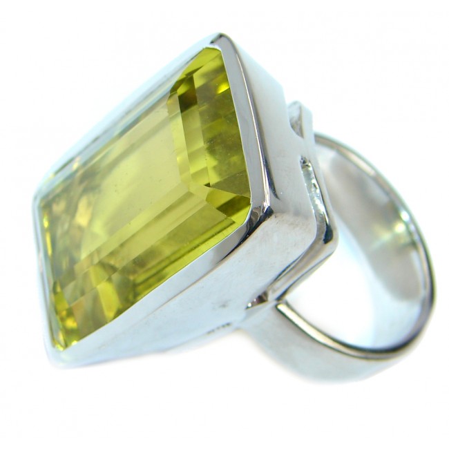 Big Natural Yellow Citrine Sterling Silver Ring s. 8