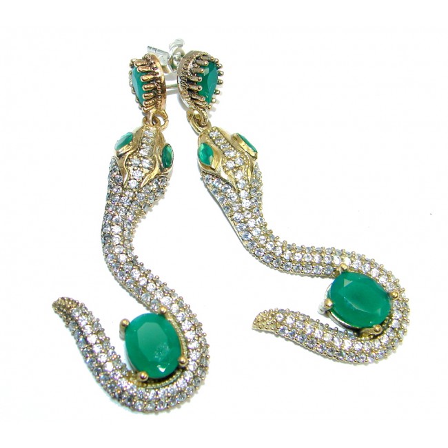 Victorian Style Snakes created Emerald copper over Sterling Silver earrings