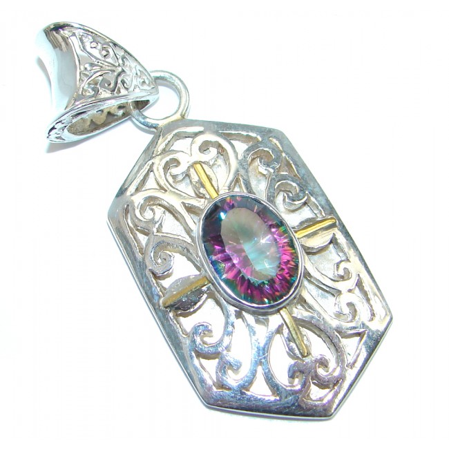 Indonesian Beauty Topaz Two Tones Sterling Silver Pendant