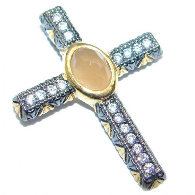 Yellow Agate Sterling Silver Pendant / Cross