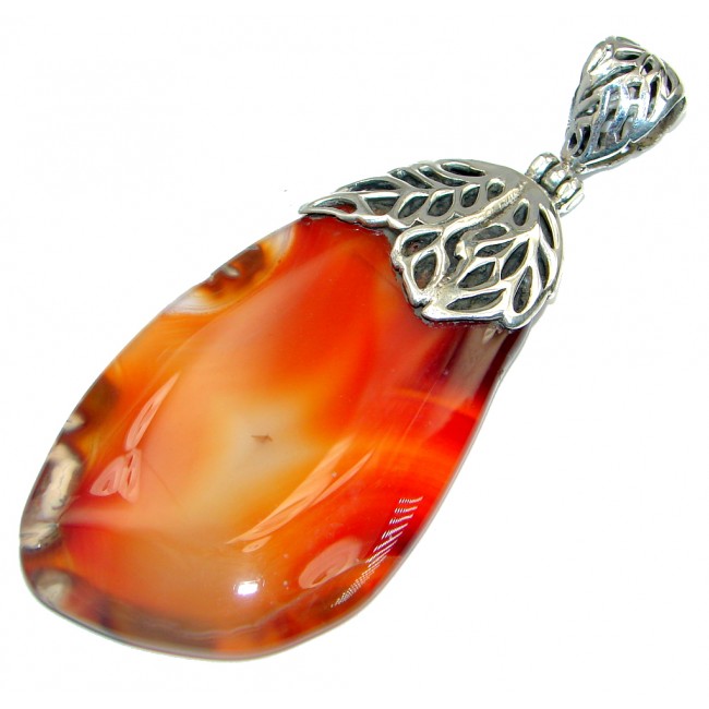 Perfect Green Botswana Agate Sterling Silver Pendant