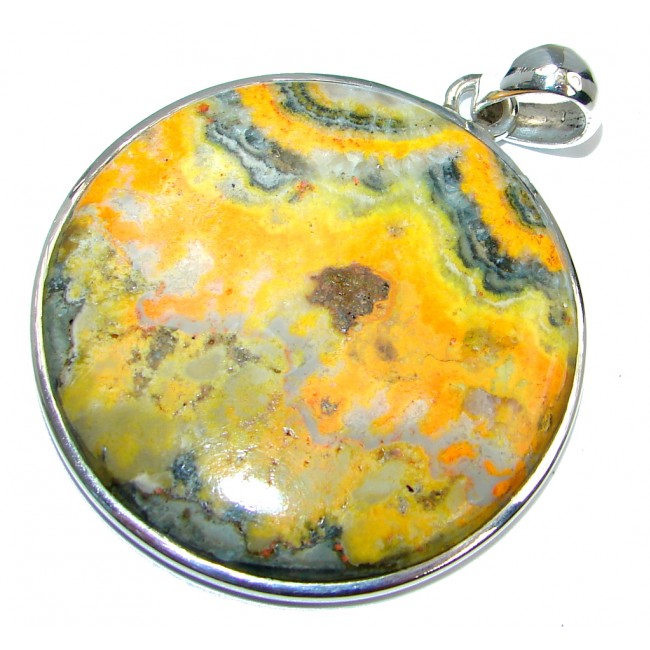 Big Collected Storm Bumble Bee Jasper Sterling Silver handmade Pendant