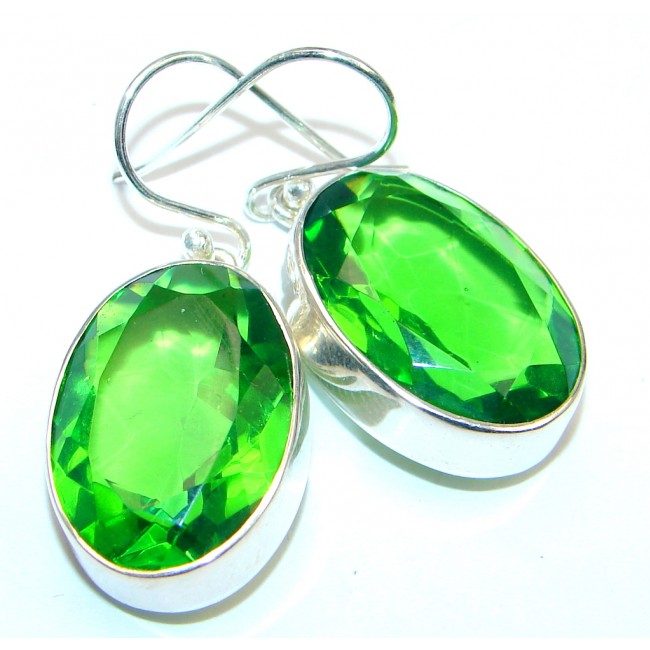 Handcrafted Green Quartz Sterling Silver earrings