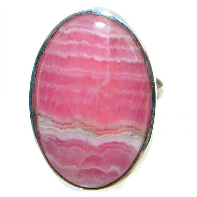 Great quality Pink Rhodochrosite Sterling Silver Ring size adjustable
