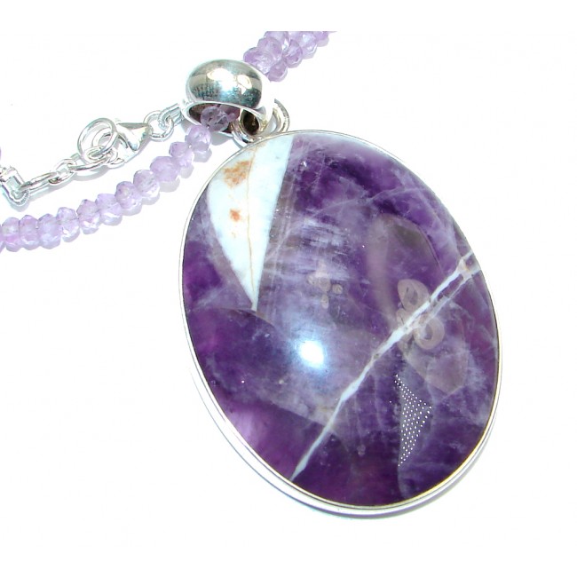 Chunky Pink Amethyst & Amethyst Sterling Silver necklace