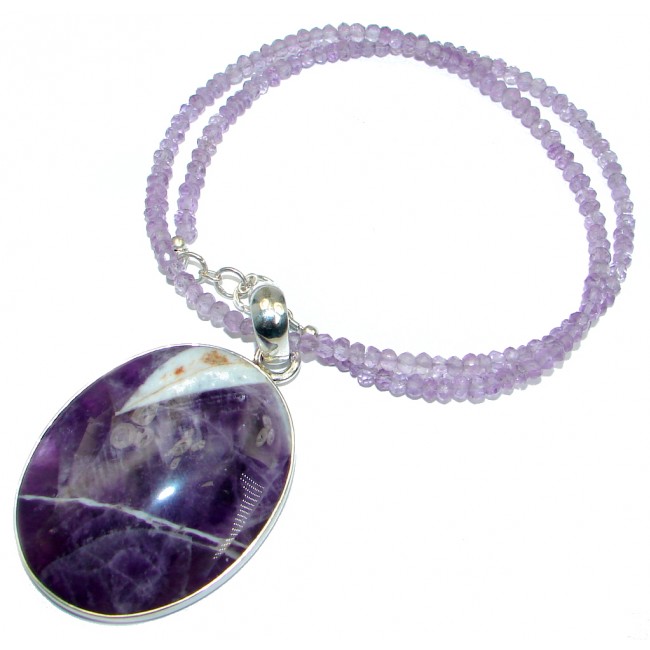 Chunky Pink Amethyst & Amethyst Sterling Silver necklace