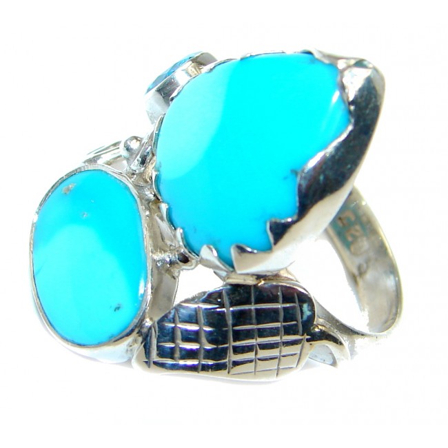 Sleeping Beauty Blue Turquoise Sterling Silver Ring s. 8