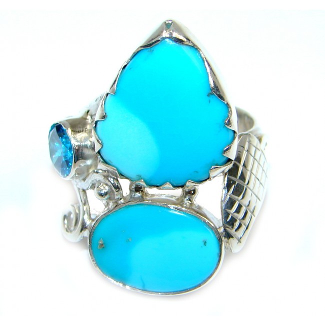 Sleeping Beauty Blue Turquoise Sterling Silver Ring s. 8