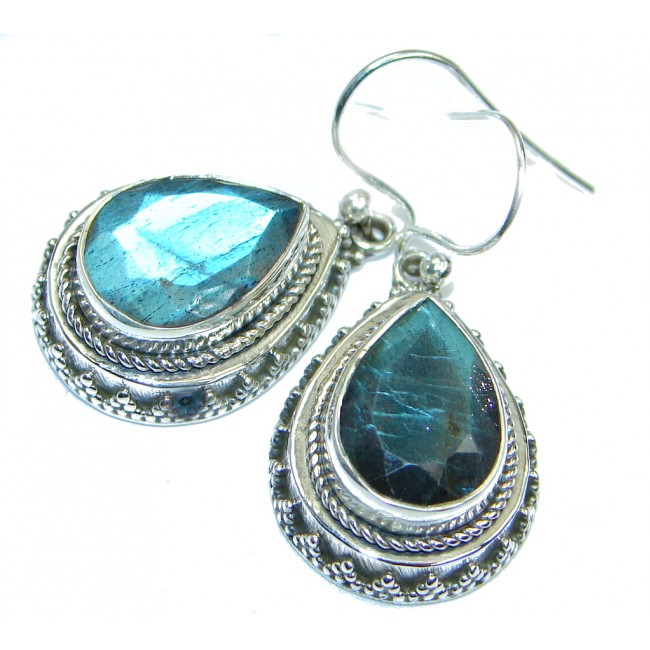 Perfect Blue Fire Labradorite Sterling Silver earrings