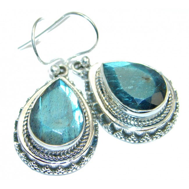 Perfect Blue Fire Labradorite Sterling Silver earrings