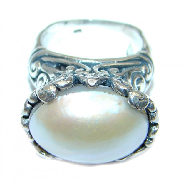 Blister Pearl Sterling Silver handmade Ring s. 5 3/4