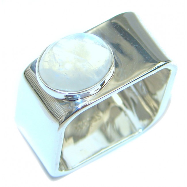 Perfect White Moonstone Sterling Silver Ring s. 8