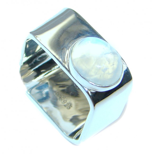 Perfect White Moonstone Sterling Silver Ring s. 8
