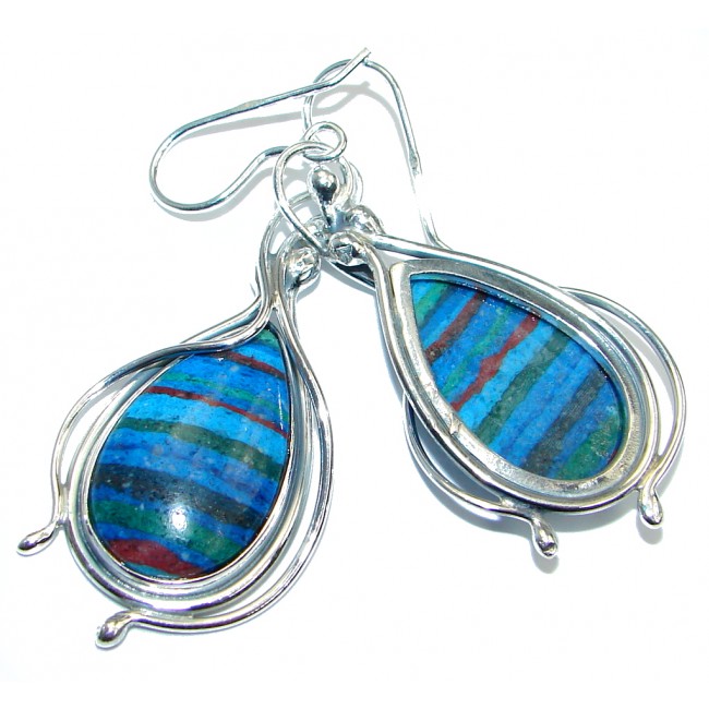Splendid Rainbow Calsilica Sterling Silver handmade earrings