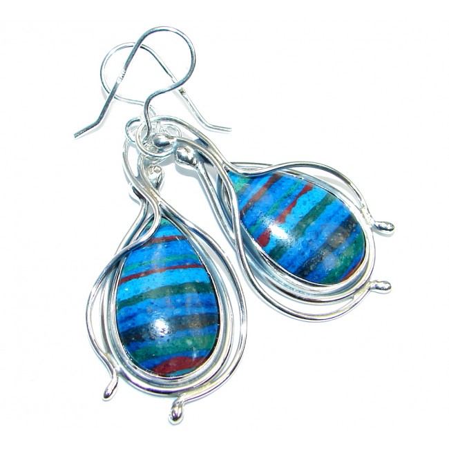 Splendid Rainbow Calsilica Sterling Silver handmade earrings