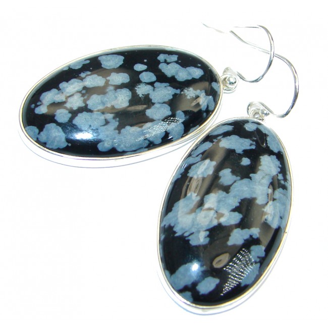 Fantastic Black Snowflake Obsidian Sterling Silver earrings