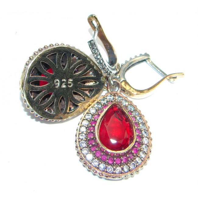 Victorian Style Snakes created Red Ruby copper over Sterling Silver earrings