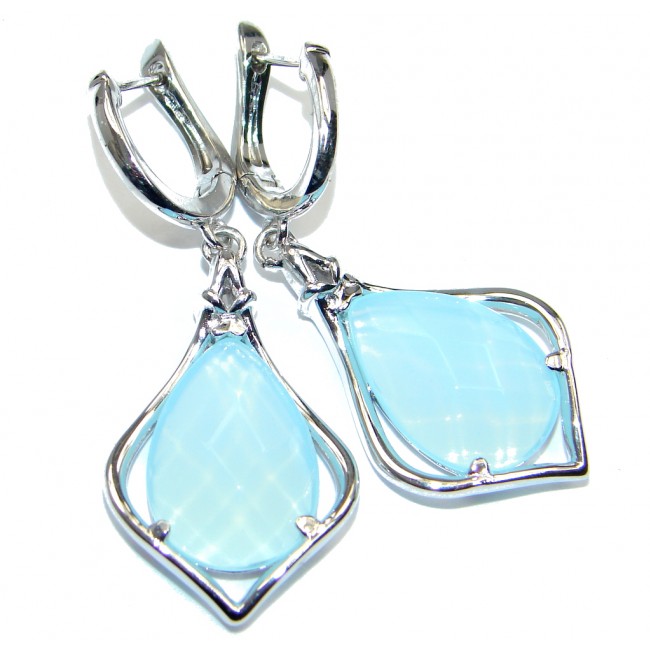 Persian Blue Agate Sterling Silver handmade earrings