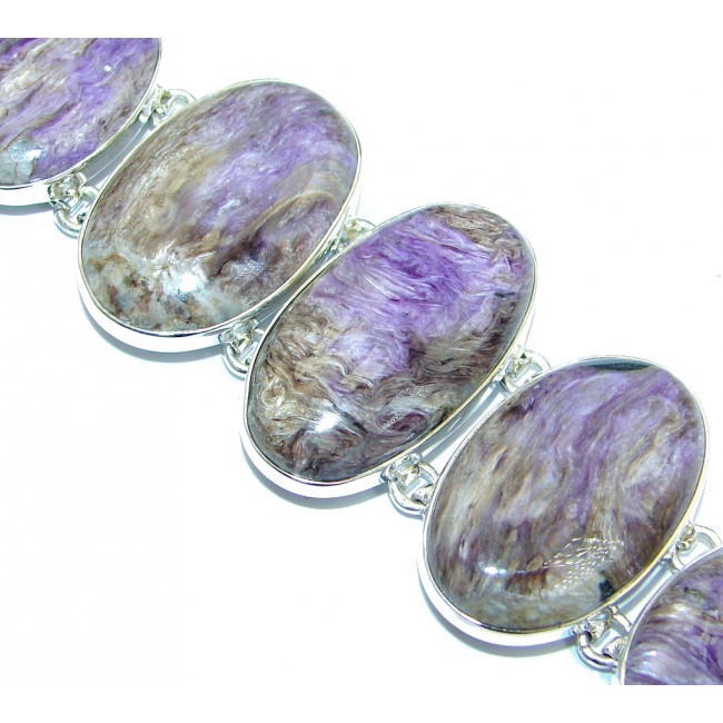Natural Siberian Charoite Sterling Silver handcrafted Bracelet