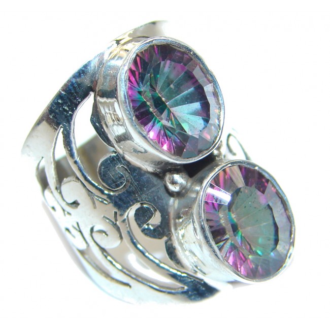 Galaxy Blue Rainbow Topaz Sterling Silver Ring s. 8