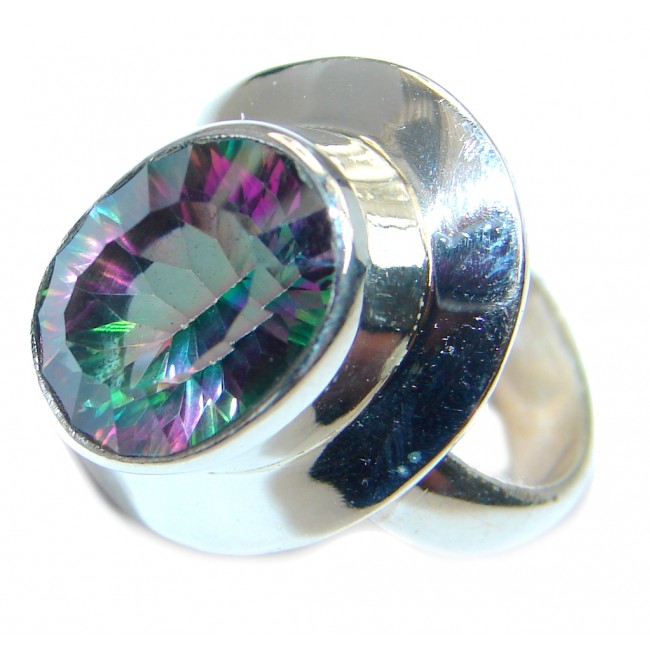 Galaxy Blue Rainbow Topaz Sterling Silver Ring s. 8 1/2