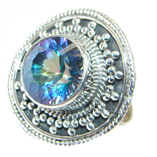 Galaxy Blue Rainbow Topaz Sterling Silver Ring s. 7 1/2