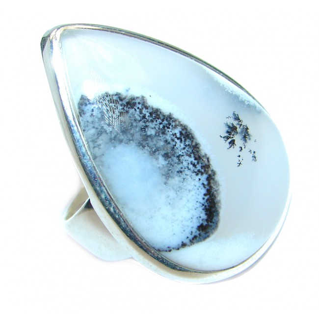 Snow Queen Dendritic Agate Sterling Silver Ring s. 7