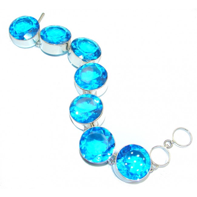 Ocean Passion created Blue Topaz Sterling Silver handcrafted Bracelet