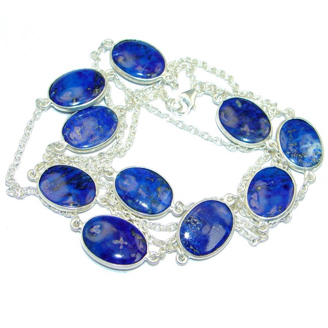 36 inches Genuine Lapis Lazuli Sterling Silver Necklace