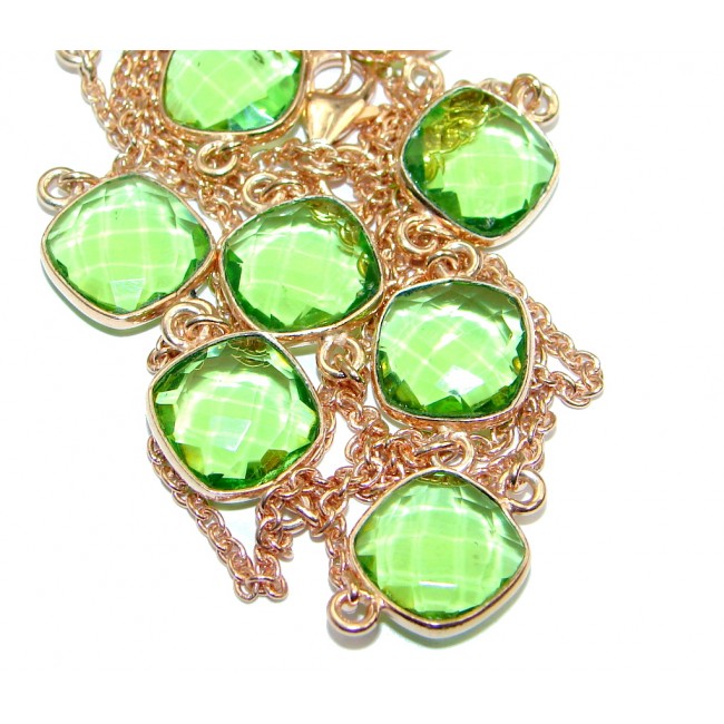 36 inches Created Peridot Rose Gold over Sterling Silver Necklace