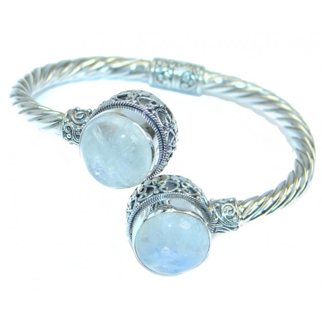 Real Treasure Fire Moonstone Sterling Silver handcrafted Bracelet / Cuff