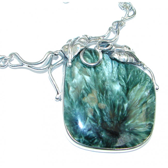 Authentic Russian Seraphinite Sterling Silver handmade necklace