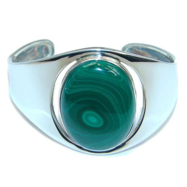 Green Malachite Sterling Silver handcrafted Bracelet / Cuff
