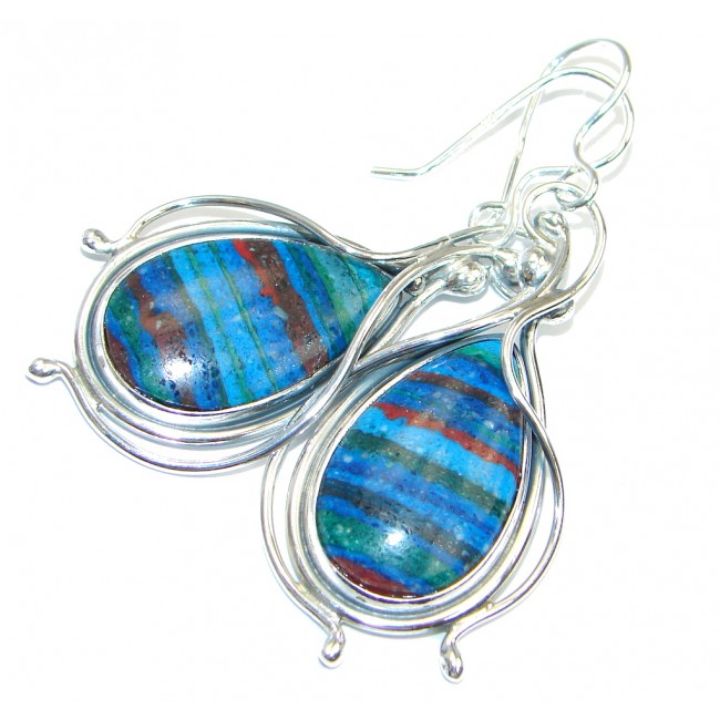 Rainbow Calsilica Sterling Silver handmade earrings