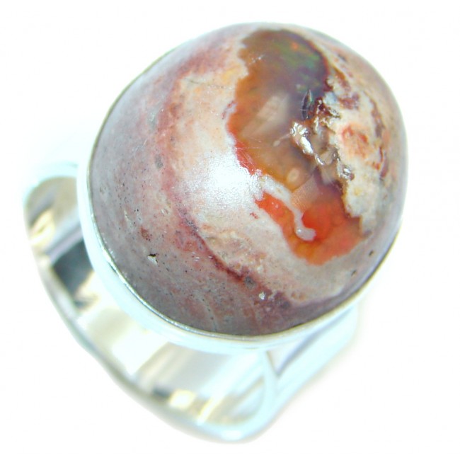 Genuine Mexican Fire Opal Sterling Silver Ring size 8