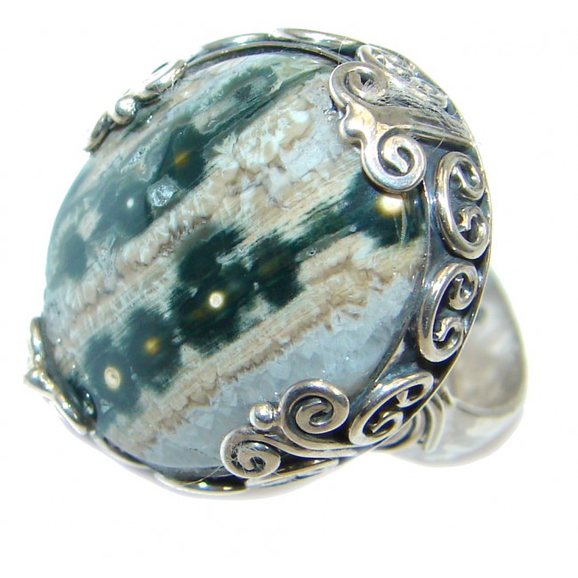 Ocean Jasper Sterling Silver handcrafted Ring size 6 1/4