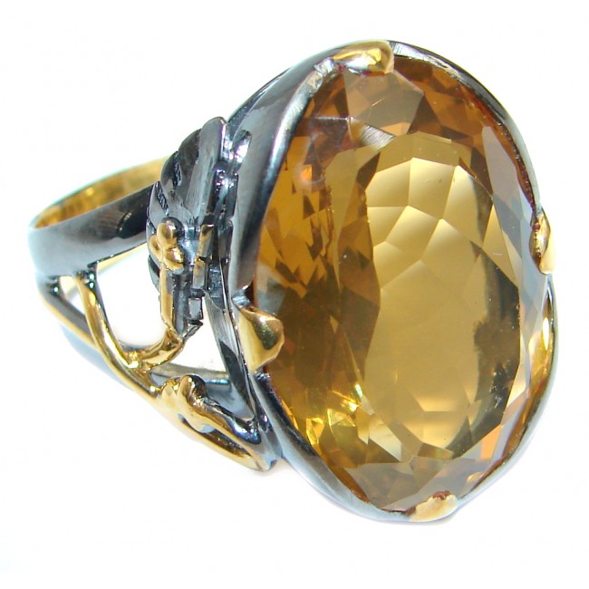 Summer Blast natural Citrine Gold Rhodium plated over Sterling Silver Ring s. 9
