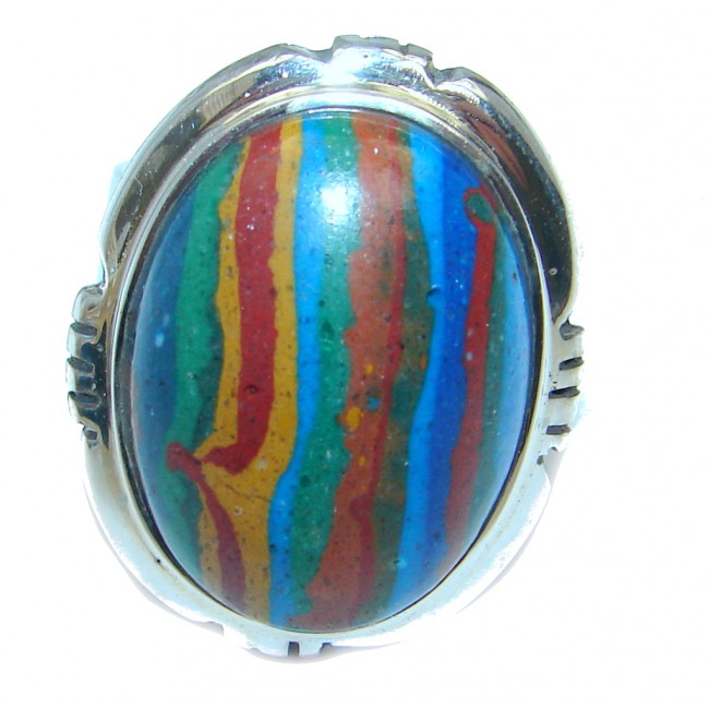 Blue Rainbow Calsilica Sterling Silver ring size 6 1/2