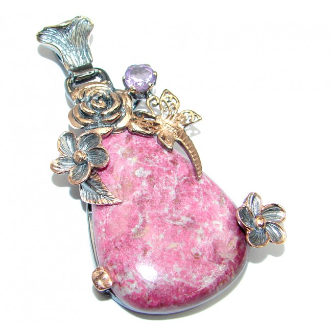 Amazing Pink Thiolite Rose Gold Rhodium plated over Sterling Silver Pendant