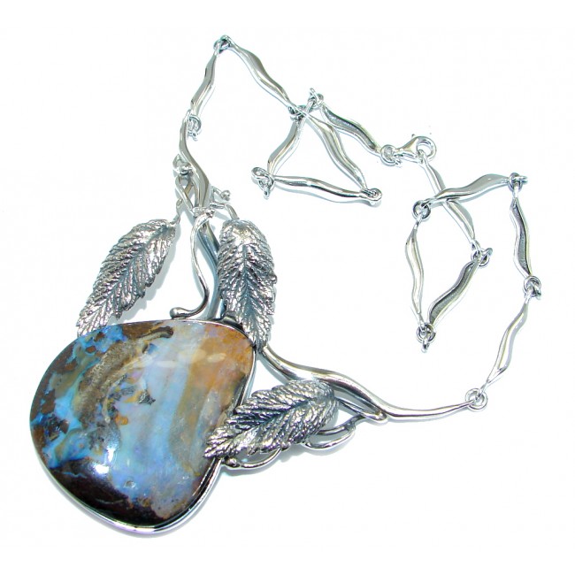 Perfect Storm Unique Boulder Opal Sterling Silver handcrafted necklace
