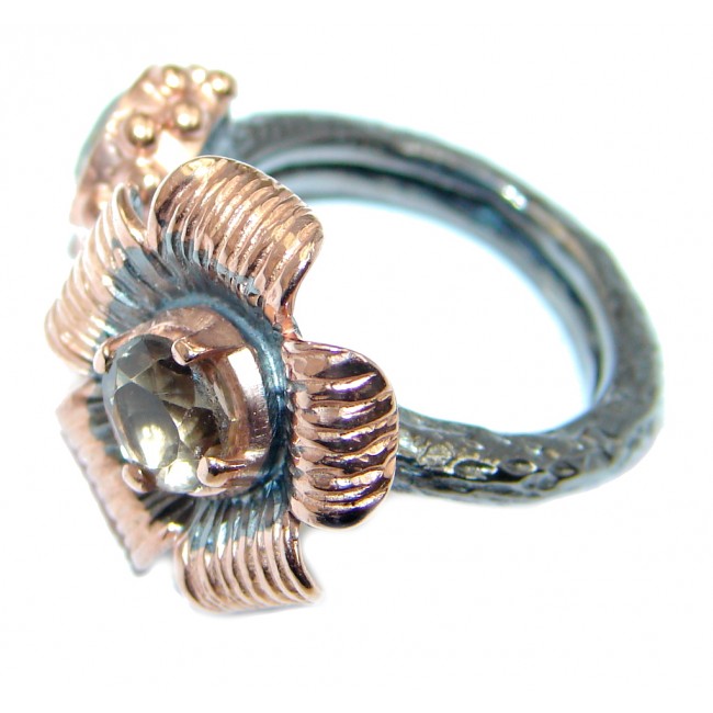 Genuine Smoky Topaz Rose Gold plated over Sterling Silver ring size 6 and up