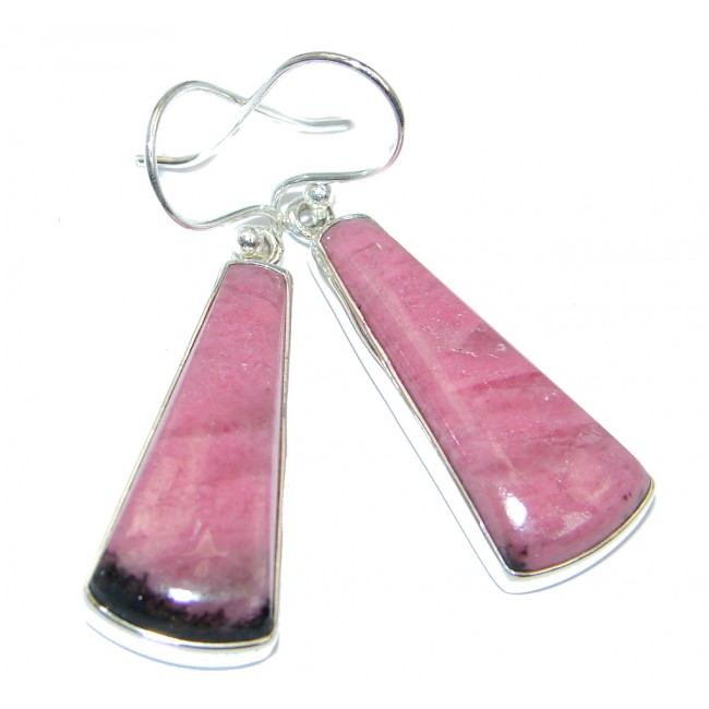 Bold Pink Rhodonite Sterling Silver handmade earrings