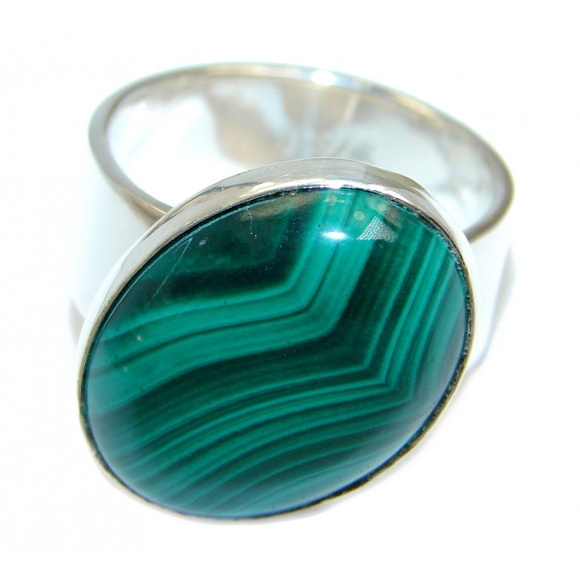 Natural AAA Green Malachite Sterling Silver ring s. 8 1/4